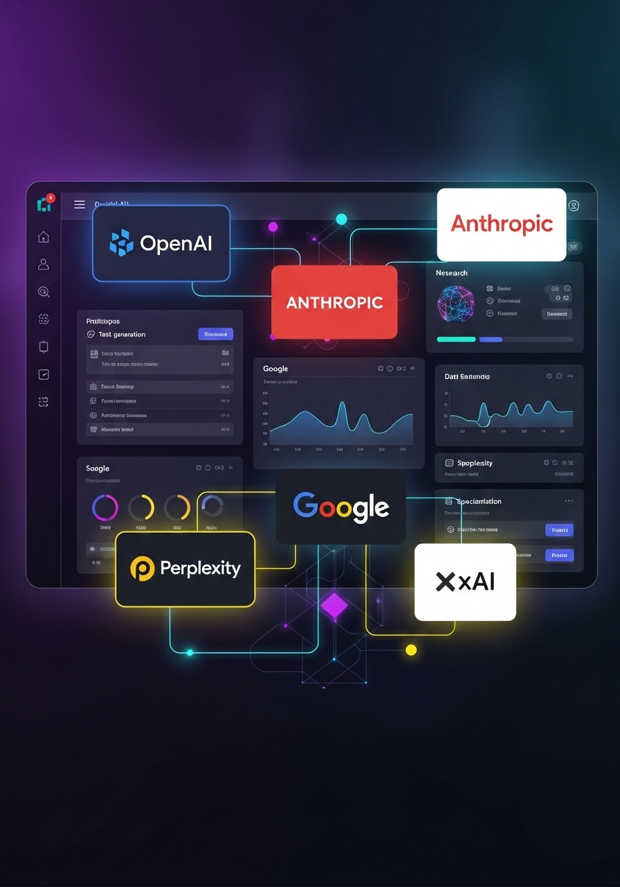 Five AI Platforms Integrated - OpenAI, Anthropic, Google Gemini, Perplexity, xAI Grok